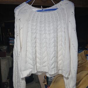 Free People Cream Cable Knit Sweater